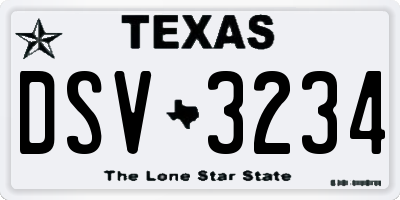 TX license plate DSV3234