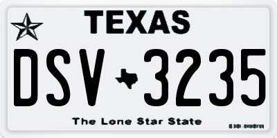 TX license plate DSV3235