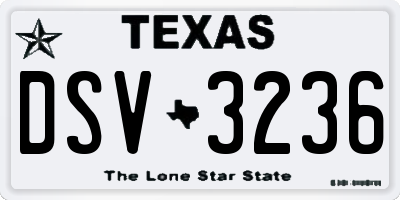 TX license plate DSV3236