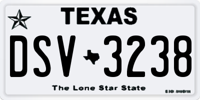 TX license plate DSV3238