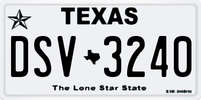 TX license plate DSV3240