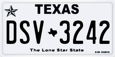 TX license plate DSV3242