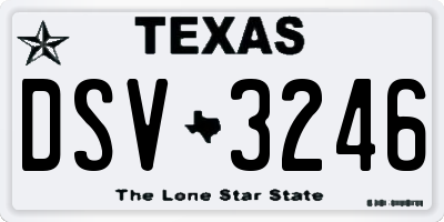 TX license plate DSV3246