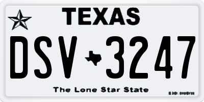 TX license plate DSV3247
