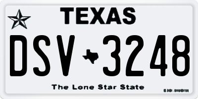 TX license plate DSV3248