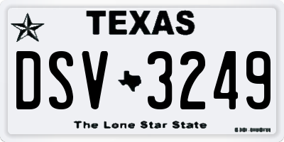 TX license plate DSV3249