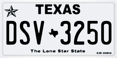 TX license plate DSV3250