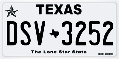 TX license plate DSV3252