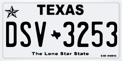 TX license plate DSV3253