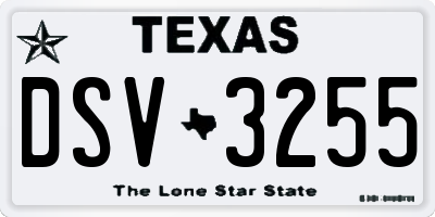 TX license plate DSV3255