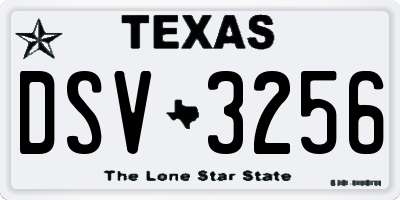 TX license plate DSV3256