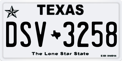 TX license plate DSV3258