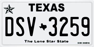 TX license plate DSV3259