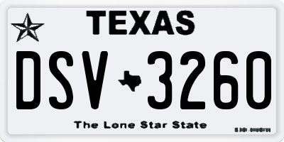 TX license plate DSV3260