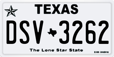 TX license plate DSV3262