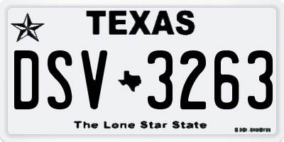 TX license plate DSV3263