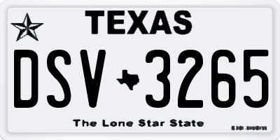 TX license plate DSV3265