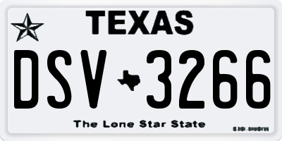 TX license plate DSV3266