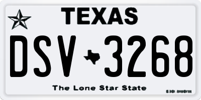 TX license plate DSV3268
