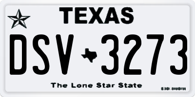 TX license plate DSV3273