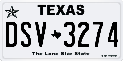 TX license plate DSV3274