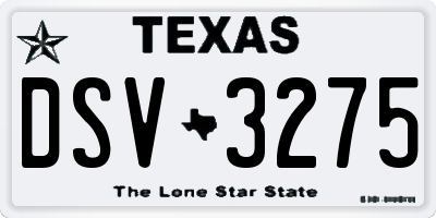 TX license plate DSV3275