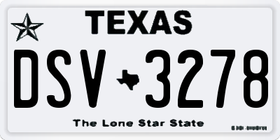 TX license plate DSV3278