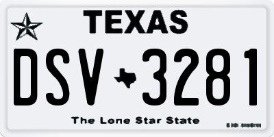 TX license plate DSV3281