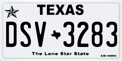 TX license plate DSV3283