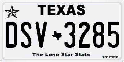 TX license plate DSV3285