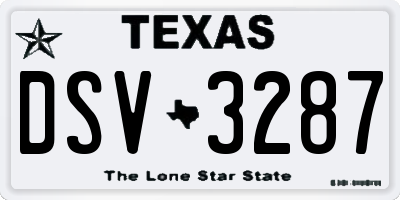 TX license plate DSV3287