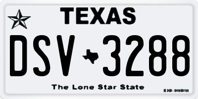 TX license plate DSV3288