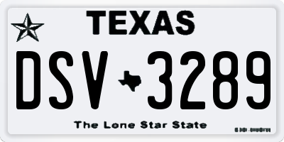 TX license plate DSV3289