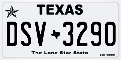 TX license plate DSV3290