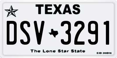 TX license plate DSV3291
