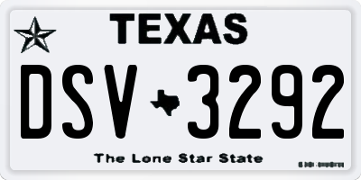 TX license plate DSV3292