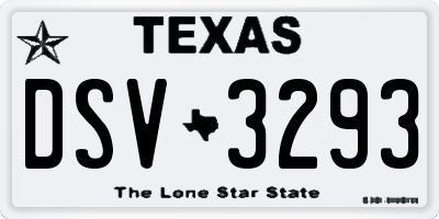 TX license plate DSV3293