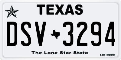 TX license plate DSV3294
