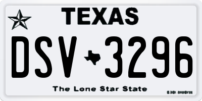 TX license plate DSV3296
