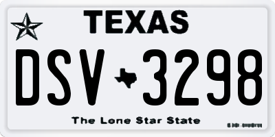 TX license plate DSV3298