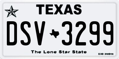 TX license plate DSV3299
