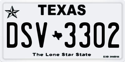 TX license plate DSV3302