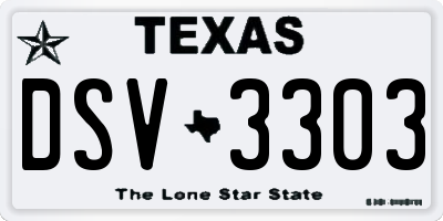 TX license plate DSV3303