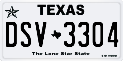 TX license plate DSV3304