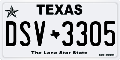 TX license plate DSV3305