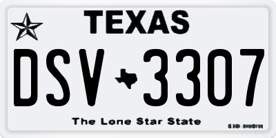 TX license plate DSV3307