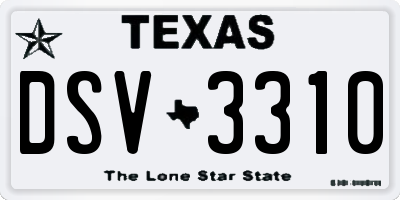TX license plate DSV3310