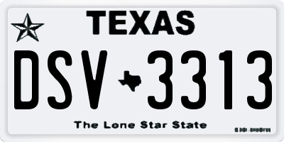 TX license plate DSV3313