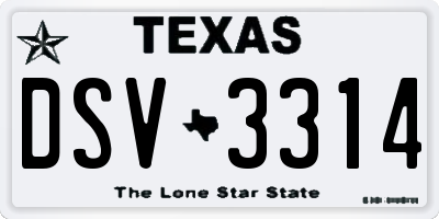TX license plate DSV3314