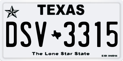 TX license plate DSV3315